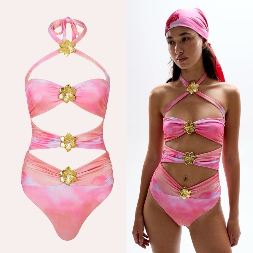 CIN CIN DIAMOND CUT OUT SWIMSUIT - SUNDAE